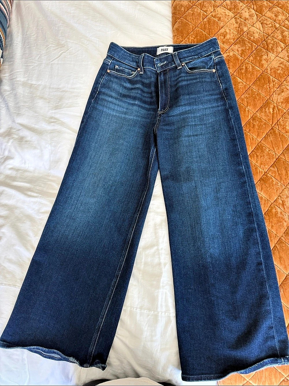 PAIGE Anessa Crop Wide Leg Jeans Blue Waist 29